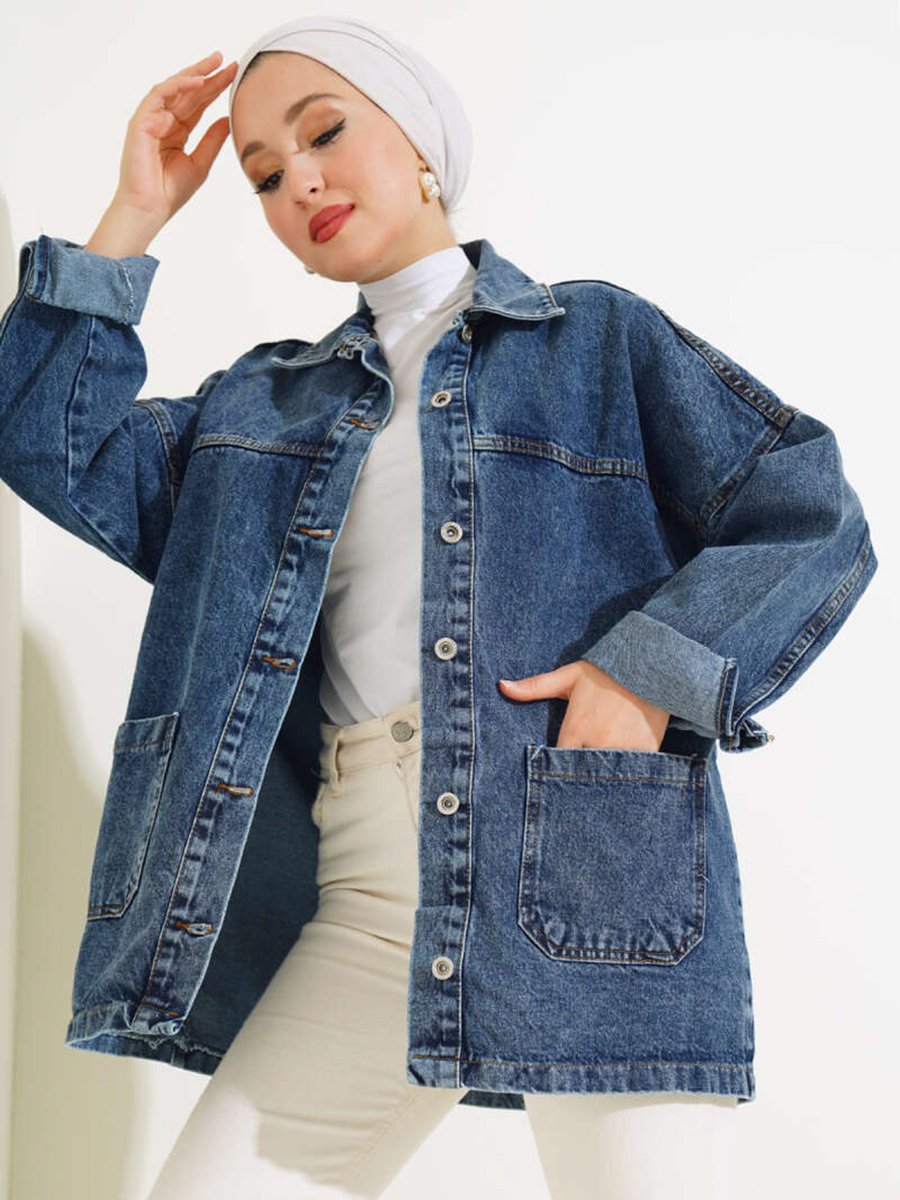 DEDEMAX Koyu Mavi Denim Ceket