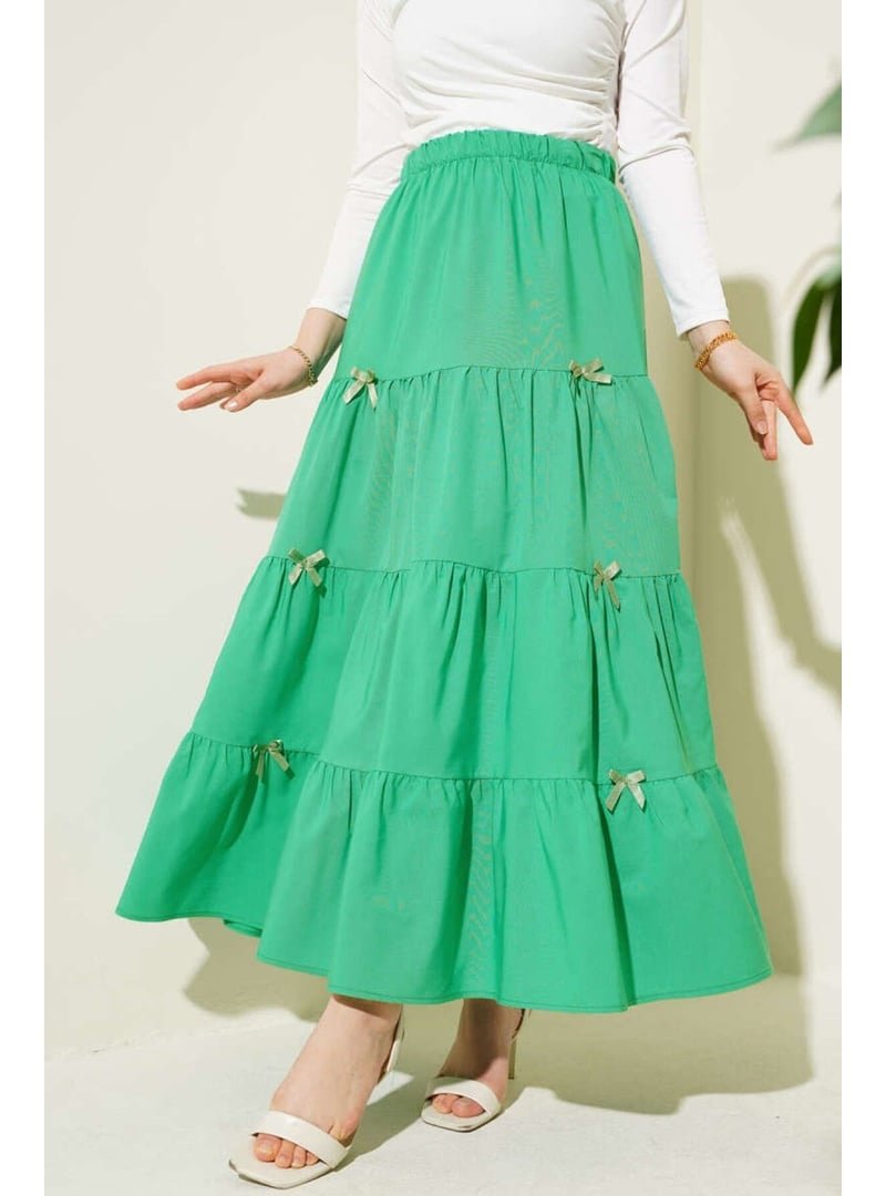 Volt Clothing Yeşil Fiyonklu Çingene Etek