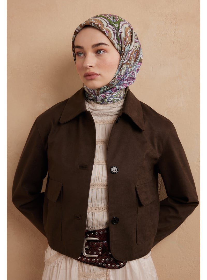 FRESHSCARFS Etnıc Floral Desen Pamuk İpek Eşarp Orkide