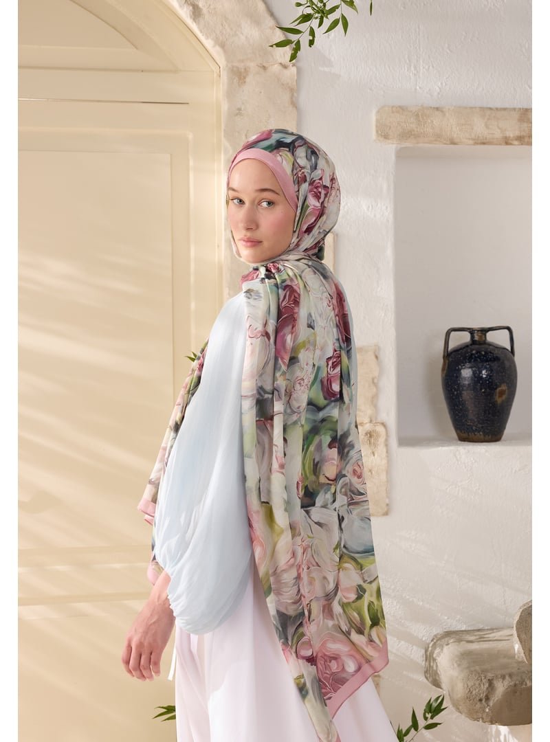 FRESHSCARFS Pembe Nerıssa Desen Rami Şal Soft
