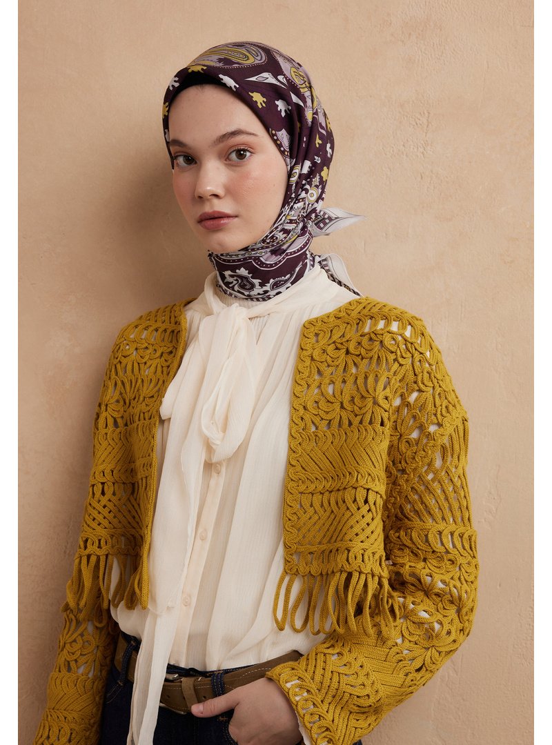 FRESHSCARFS Mürdüm Lena Desen Pamuk İpek Eşarp