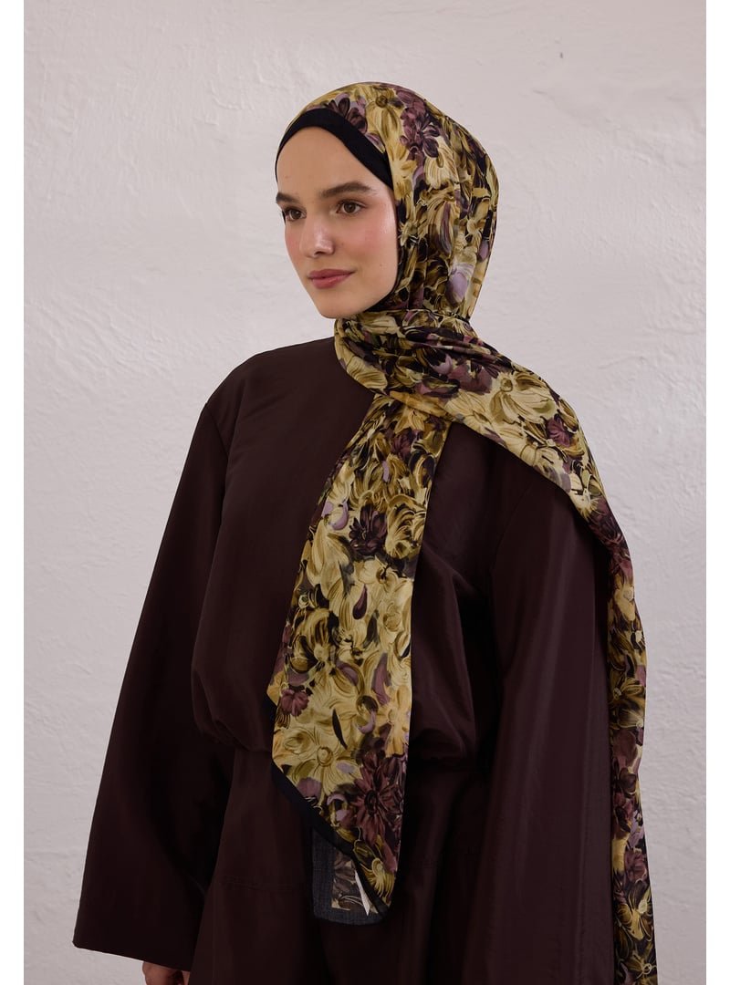 FRESHSCARFS Siyah Summer Bloom Desen Rami Şal