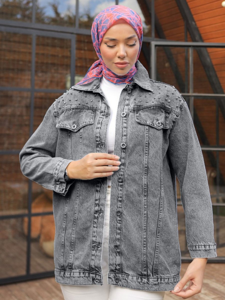 DEDEMAX Gri Denim Ceket