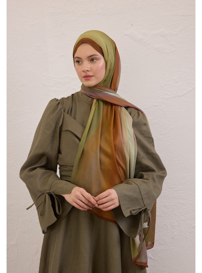 FRESHSCARFS Soft Yeşil Color Brush Desen Rami Şal