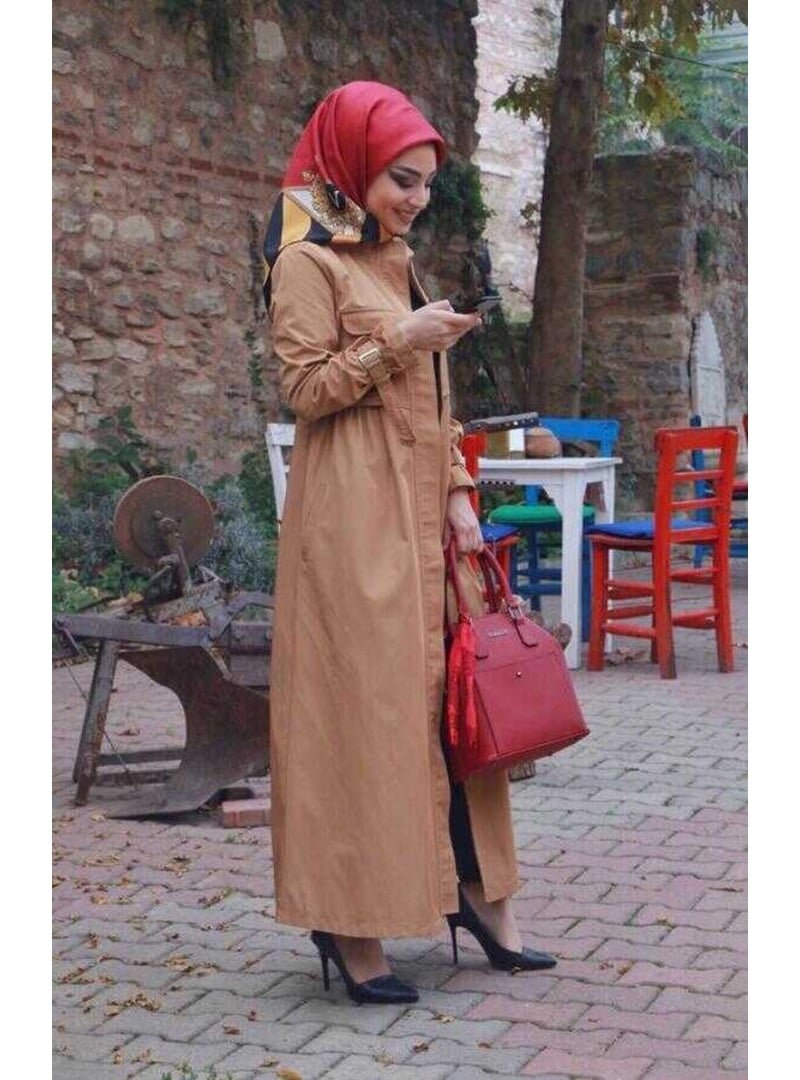 Neways Camel İnter Büzgülü Trençkot