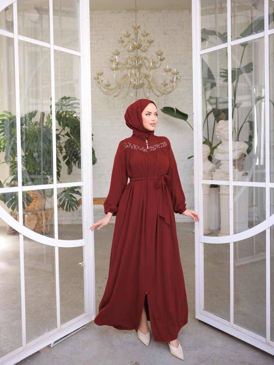 Nissra Bordo Robalı Boncuklu Ferace