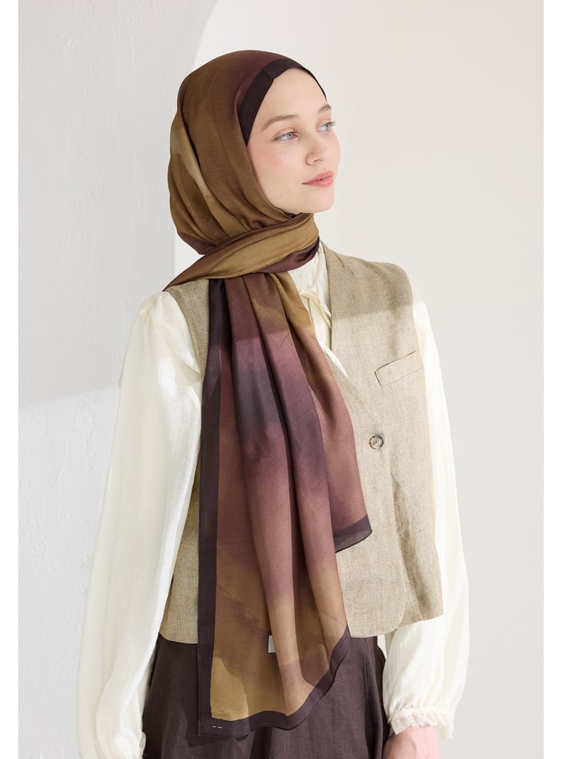 FRESHSCARFS Ombre Floş Viskon Şal Kahve