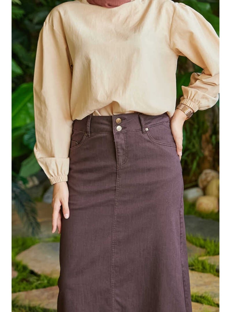 Neways Denim Klasik Etek Kahve