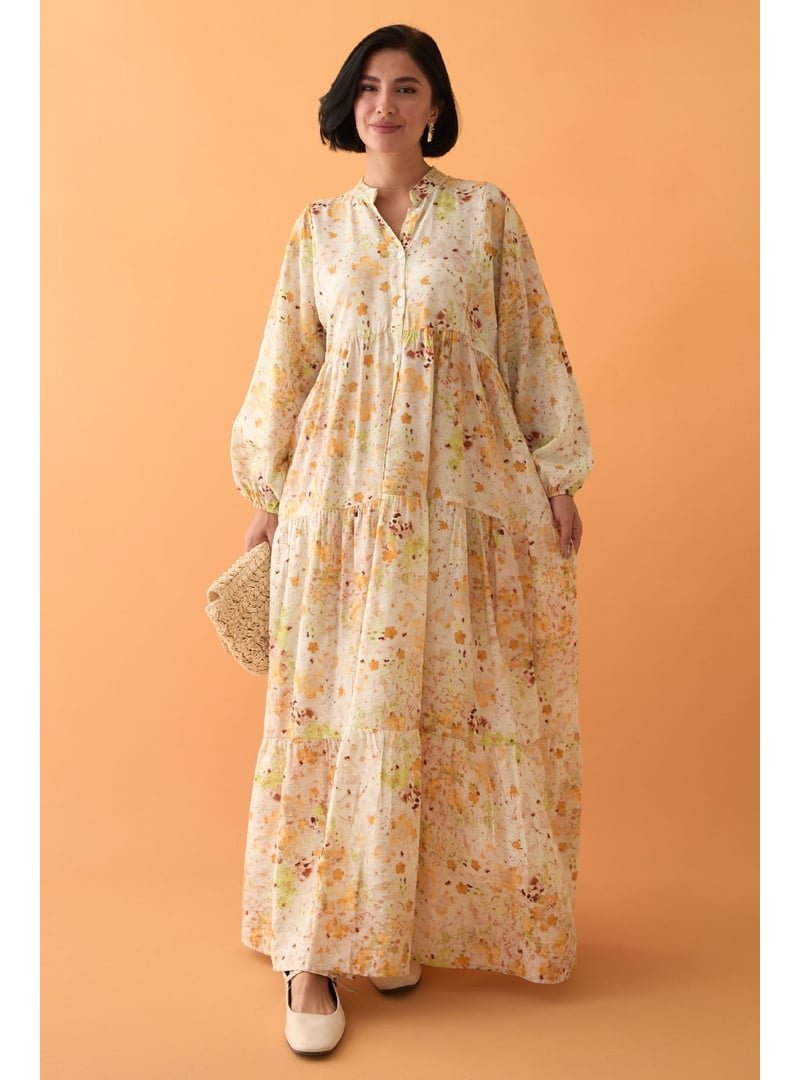 InStyle Defne Çiçeği Sarı Mango Elbise