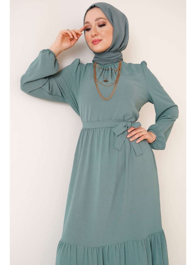 Volt Clothing Mint Yeşili Yakası Büzgü Detaylı Ayrobin Elbise
