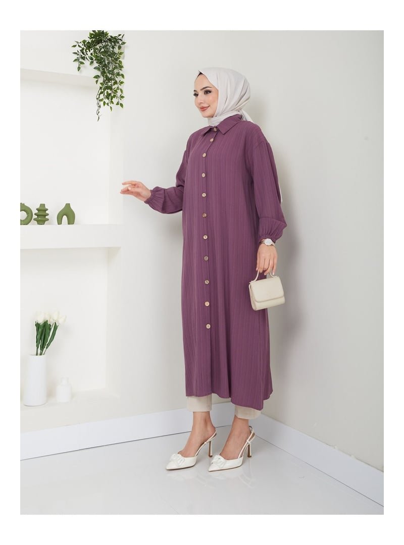 Volt Clothing Mürdüm Maxi Boy Yırtmaçlı Viskon Tunik