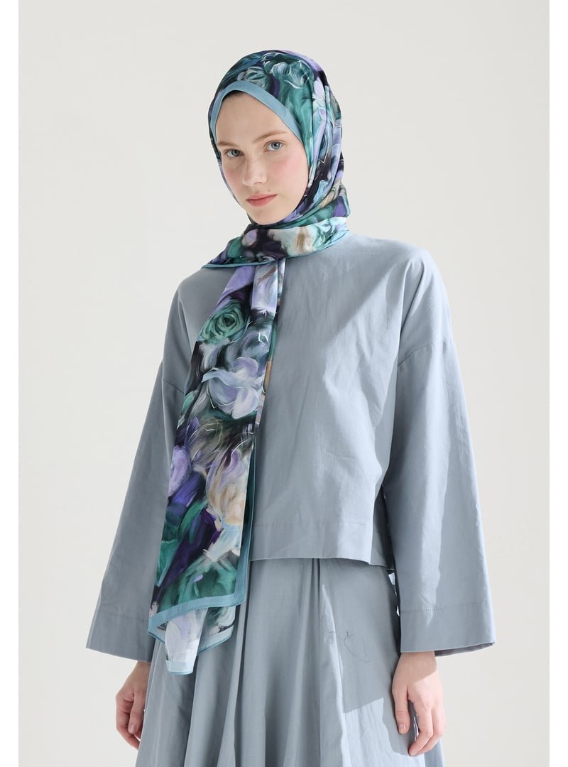 FRESHSCARFS Rose Garden Floş Viskon Şal Okyanus