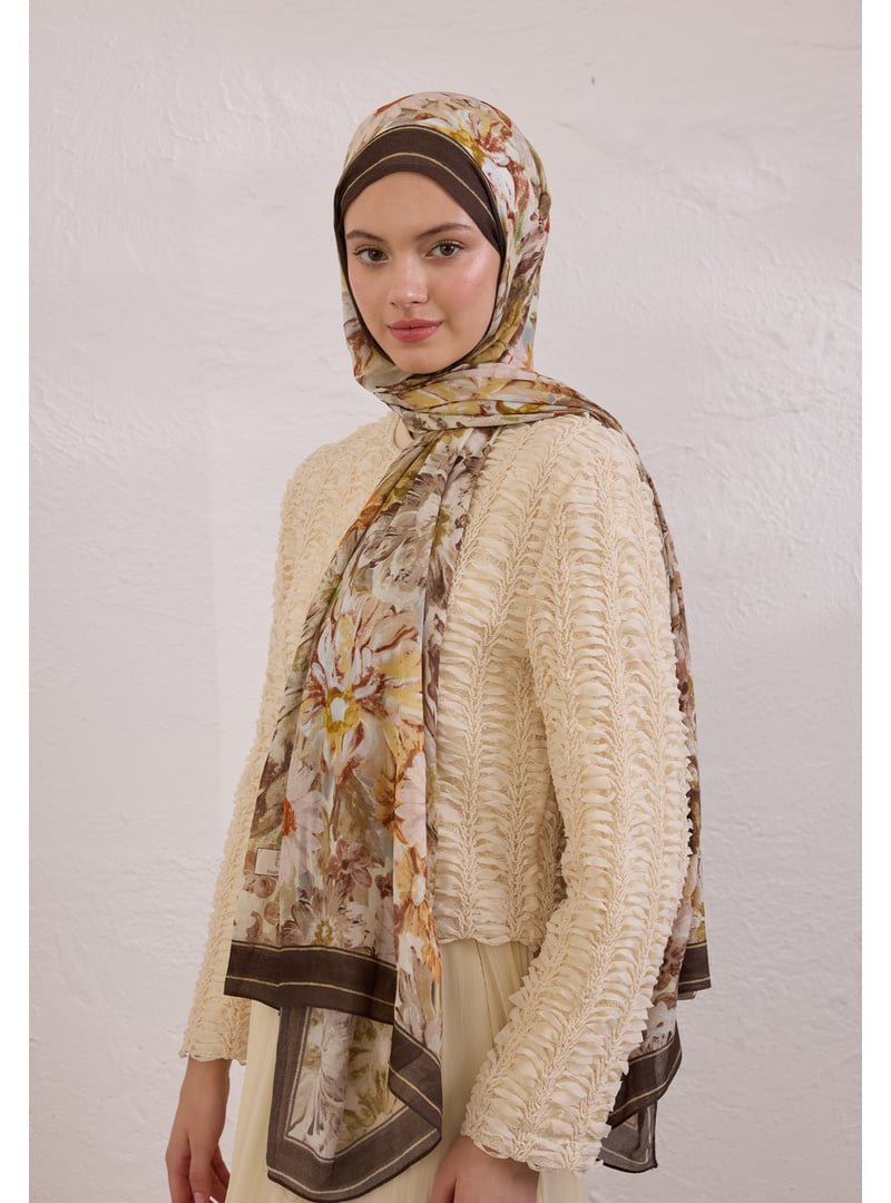 FRESHSCARFS Jasmıne Joy Desen Rami Şal Kahve