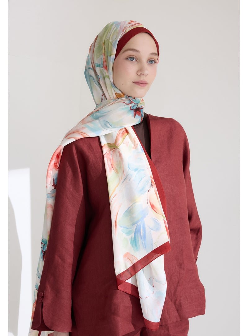 FRESHSCARFS Bordo Soft Flora Floş Viskon Şal