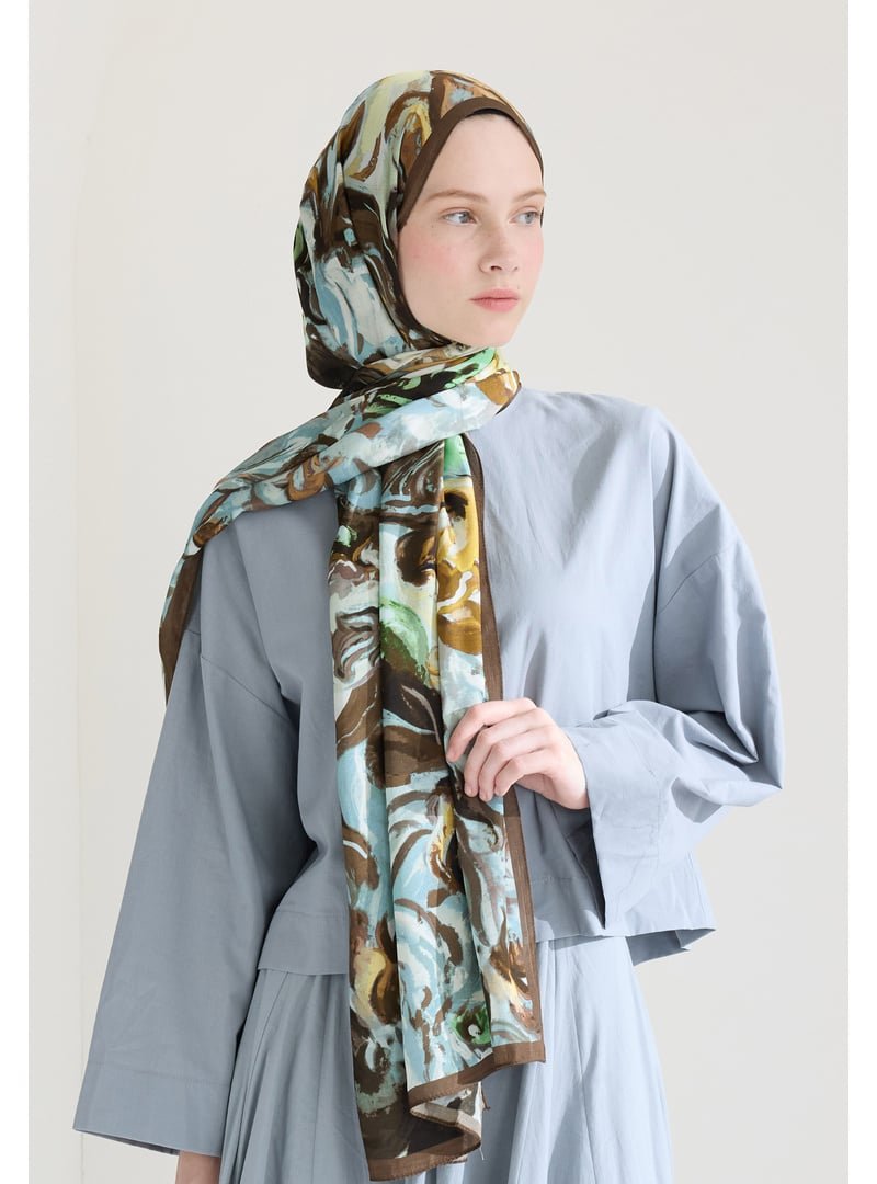 FRESHSCARFS Rosıe Floş Viskon Şal Tozlu Kahve