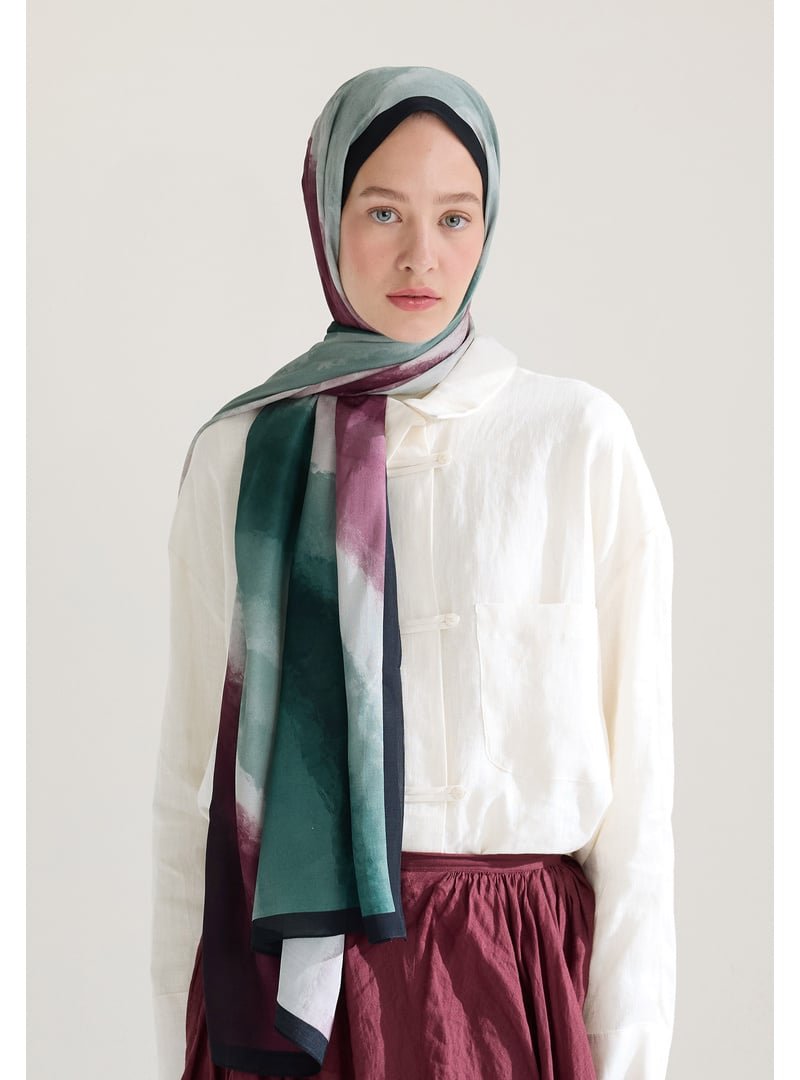 FRESHSCARFS Yeşil Ombre Floş Viskon Şal Derin