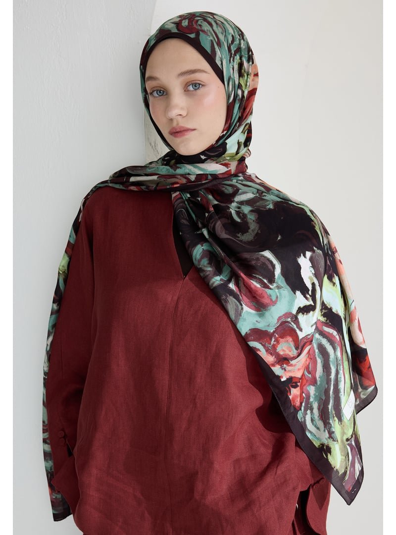 FRESHSCARFS Rosıe Floş Viskon Şal Kahve