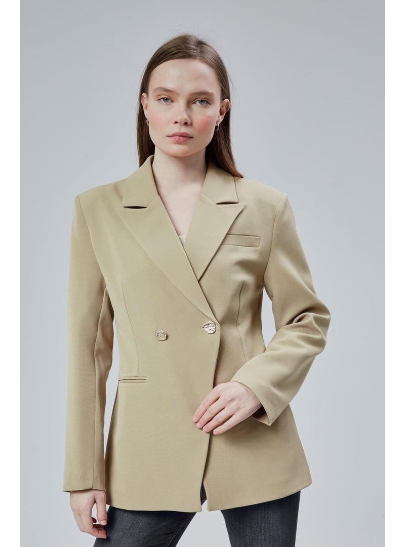Bolivente Vizon Regular Fit Yırtmaç Detaylı Blazer Ceket