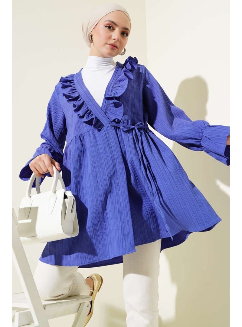 Volt Clothing Mor Fırfırlı Bağlamalı Kimono