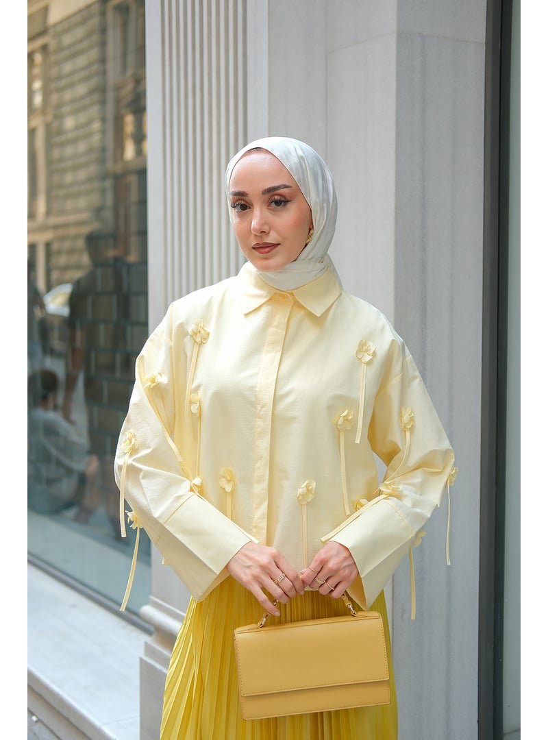 Locco Moda Sarı Çicek Desenli Gömlek