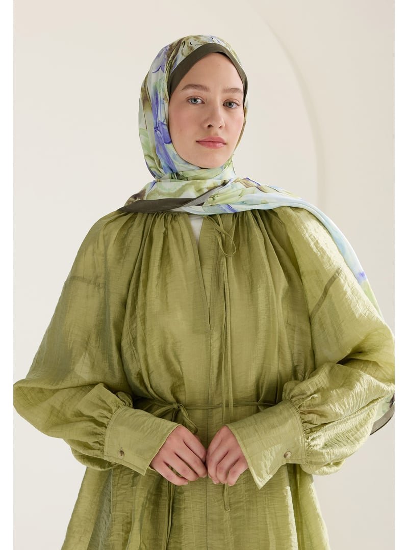 FRESHSCARFS Haki Soft Flora Floş Viskon Şal