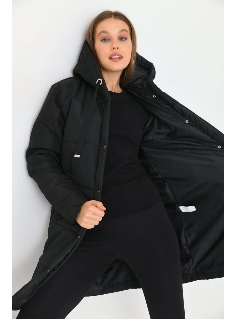 Volt Clothing Siyah Kapüşonlu Kapitone Mont