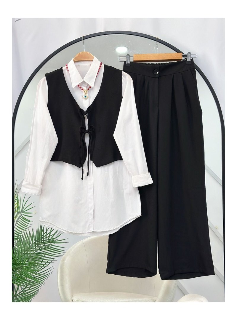 Volt Clothing Siyah Gömlek Yelek Pantolon Üçlü Takım