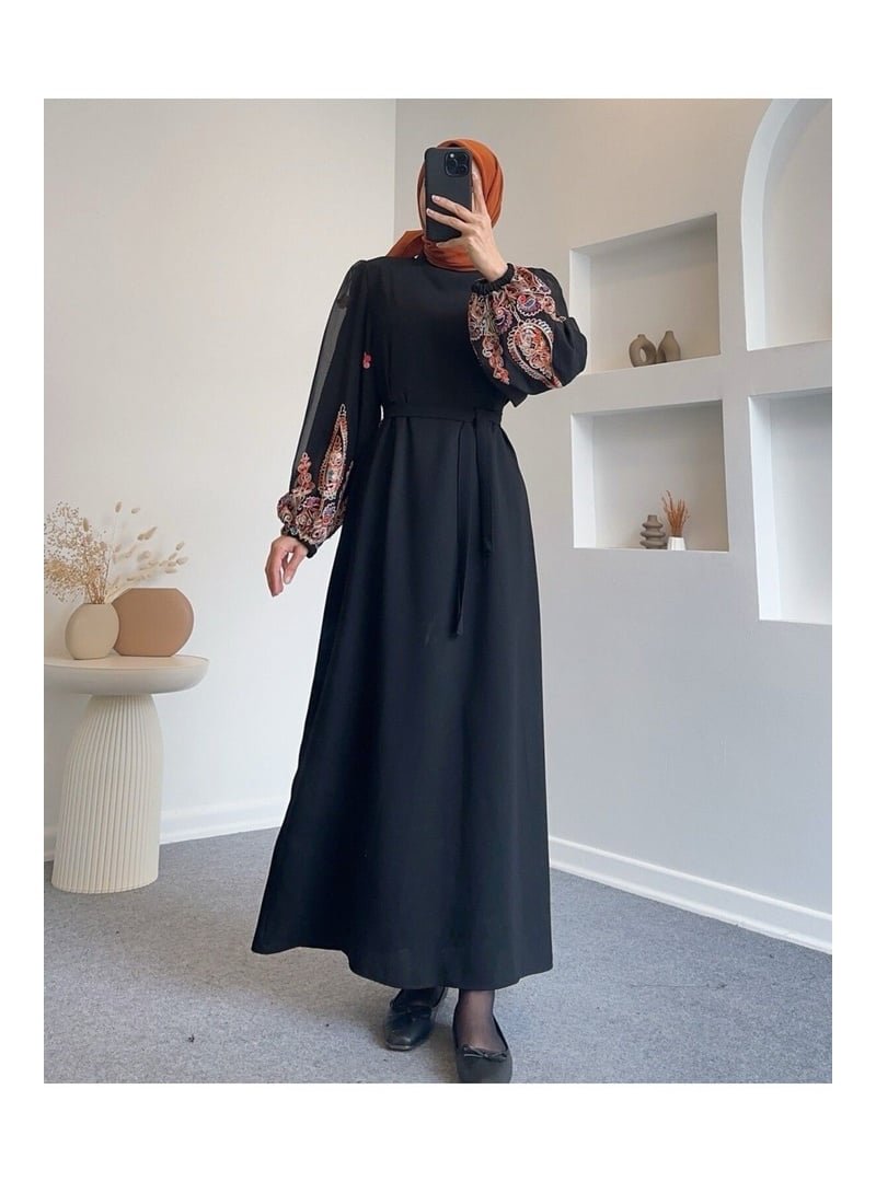 Volt Clothing Çok Renkli Kolları Tül Çiçekli Elbise Volt Clothing Çok Renkli Kolları Tül Çiçekli Elbise