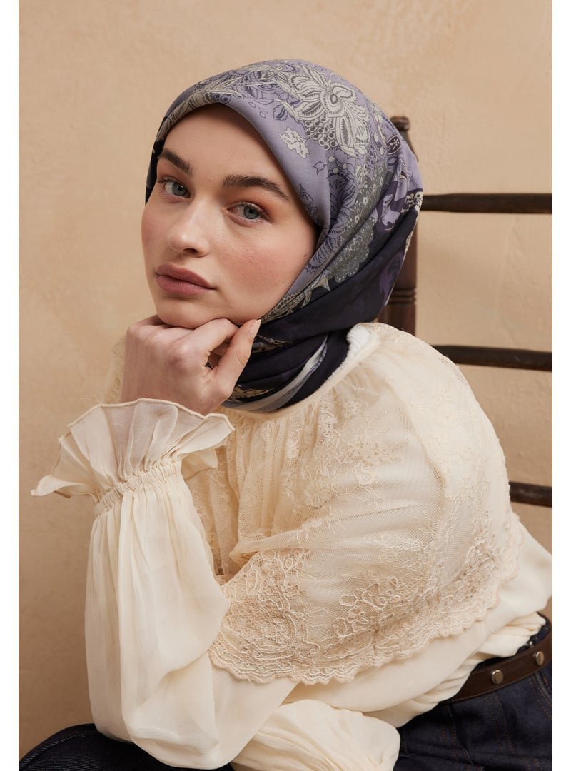 FRESHSCARFS Siyah Sıenna Desen Pamuk İpek Eşarp