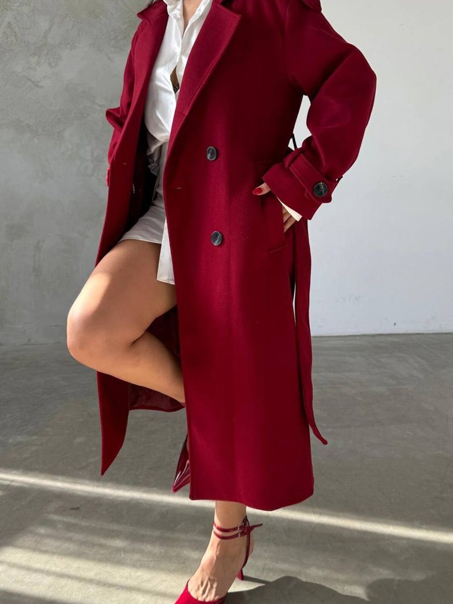 XXL BUTİK Bordo İthal Kumaş Kaşe Kaban