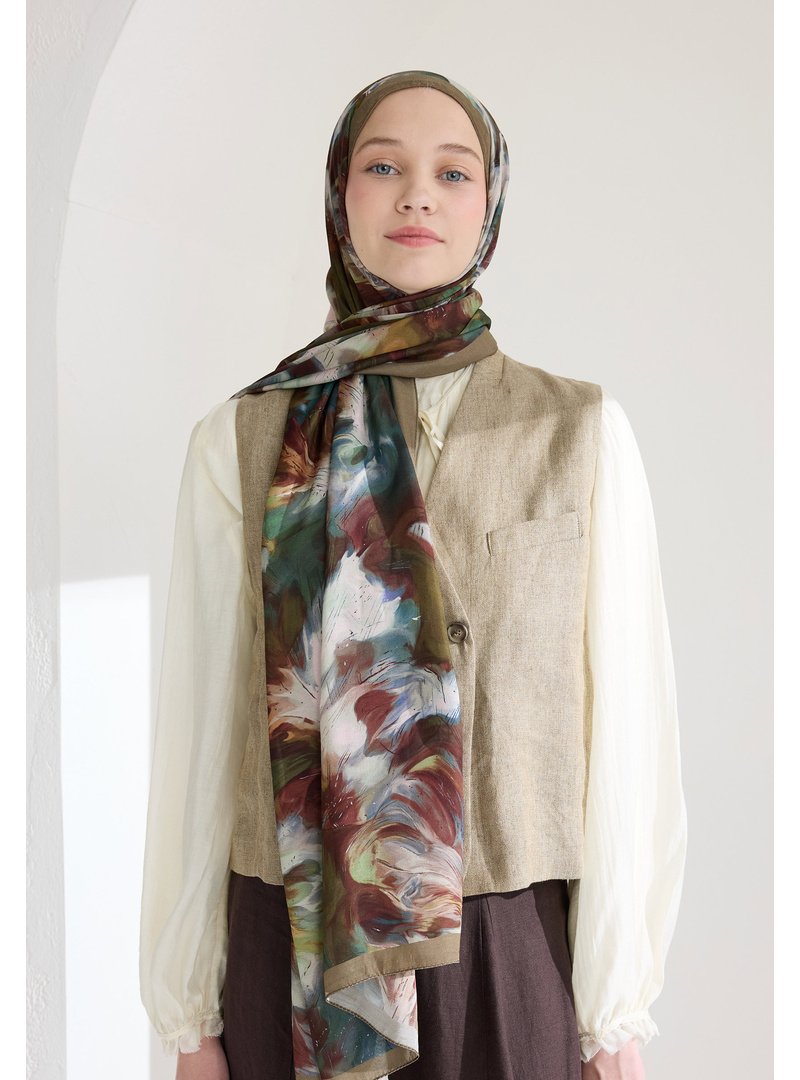 FRESHSCARFS Melaına Floş Viskon Şal Toprak