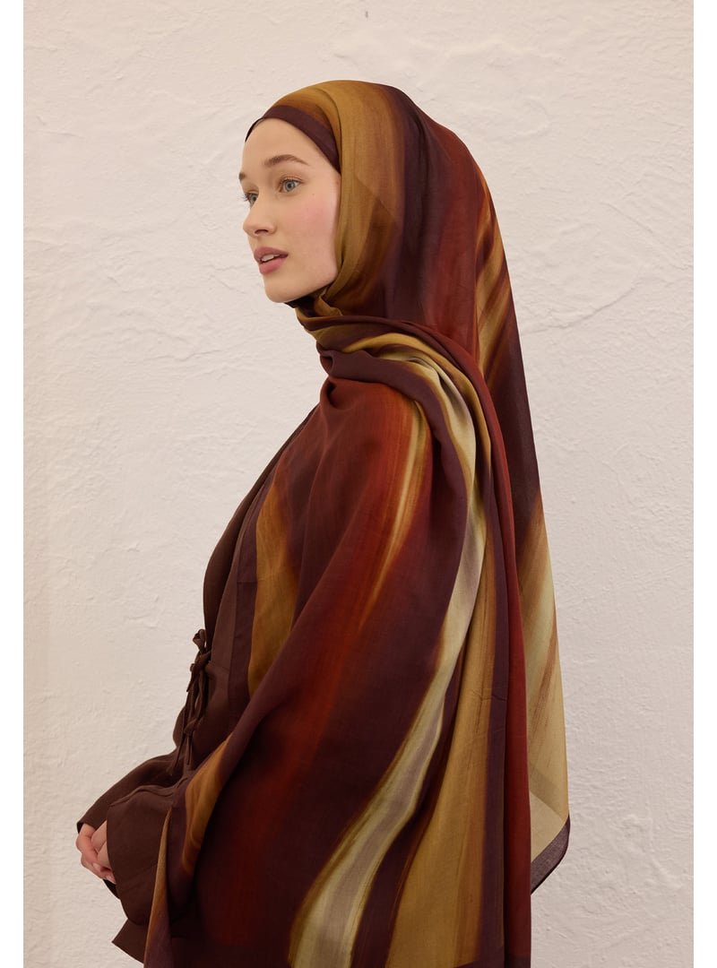 FRESHSCARFS Color Brush Desen Rami Şal Kahve