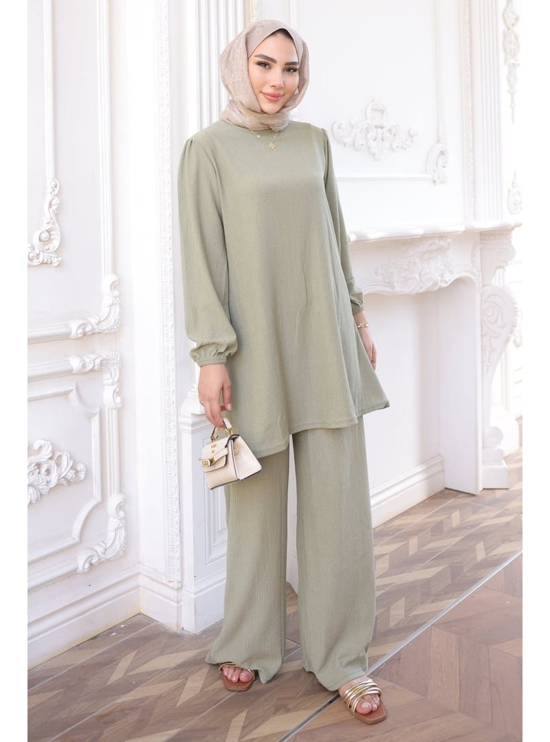İmaj Butik Çağla Bürümcük Tunik Pantolonlu Takım