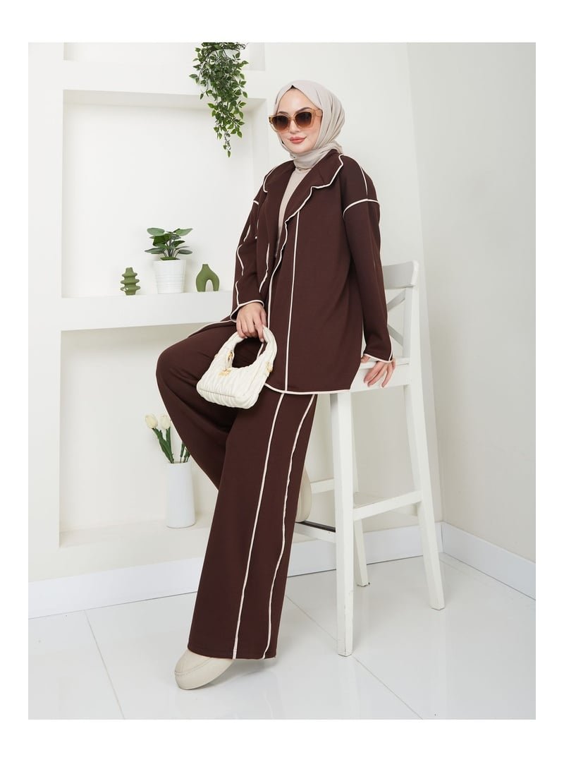 Volt Clothing Lacivert Biyeli Scuba Kumaş Ceketli Pantolonlu Takım