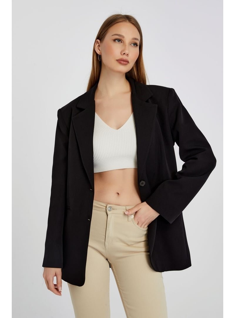 Bolivente Siyah Regular Astarlı Blazer Ceket