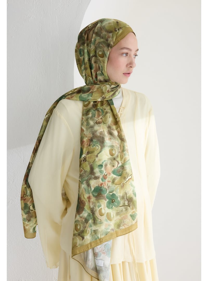 FRESHSCARFS Hardal Hıbıscus Beauty Floş Viskon Şal