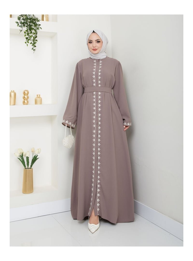 Volt Clothing Siyah Nakışlı Abaya Ferace Elbise