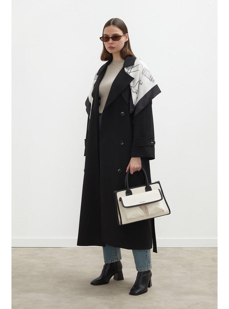 MANUKA Siyah Premium Oversize Trençkot