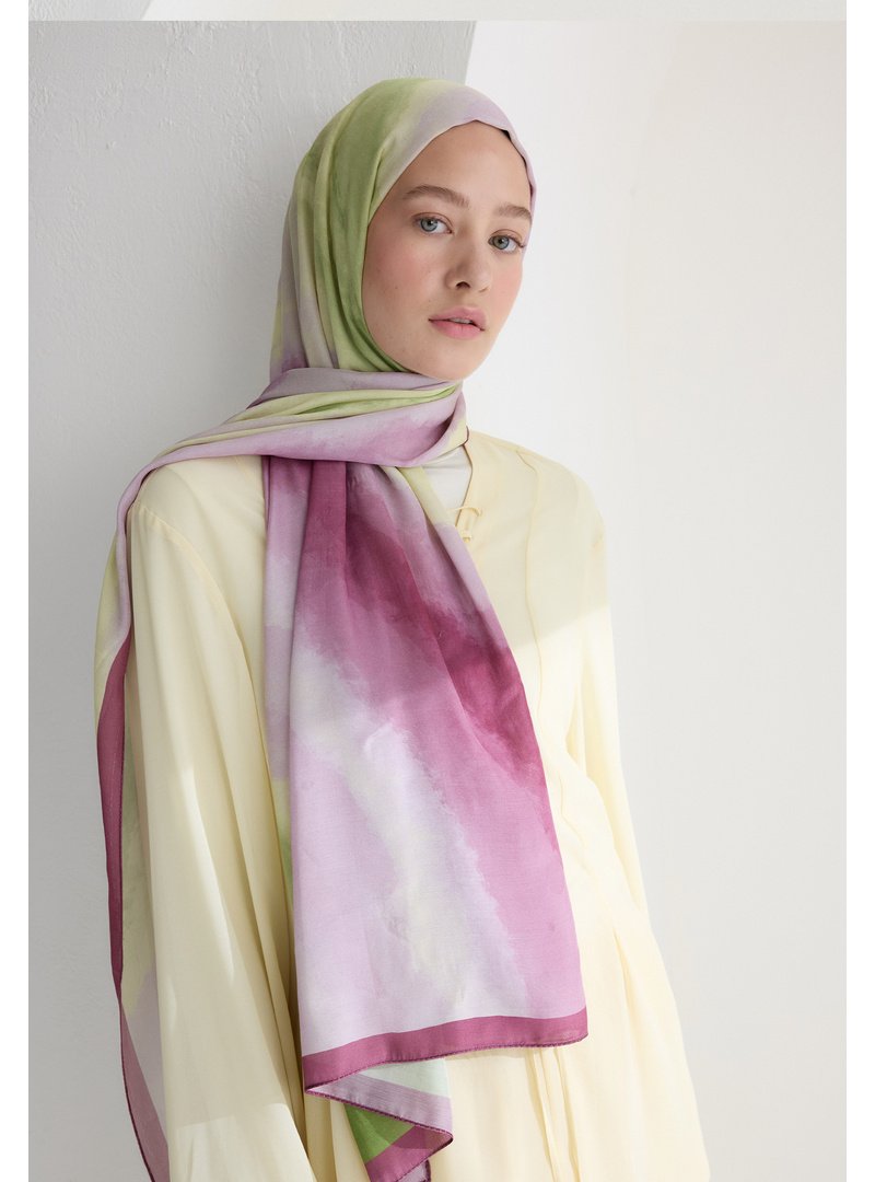 FRESHSCARFS Pembe Ombre Floş Viskon Şal Gül