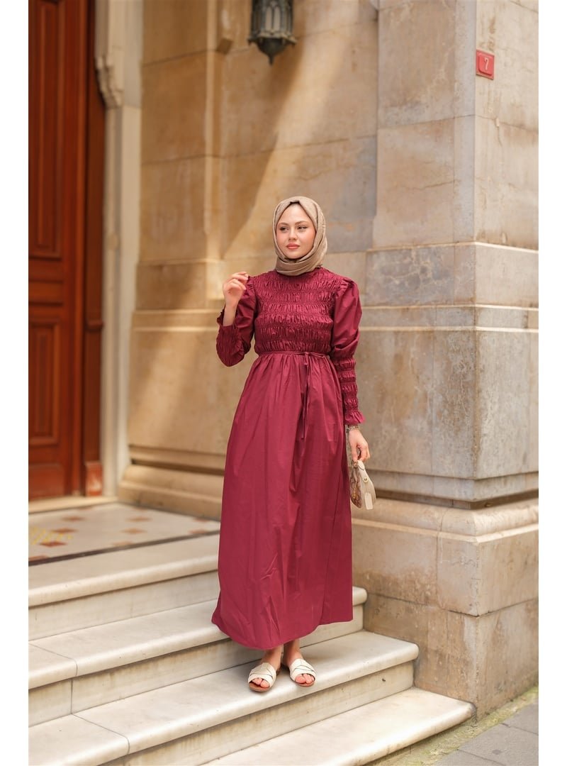Locco Moda Bordo Gipeli Elbise