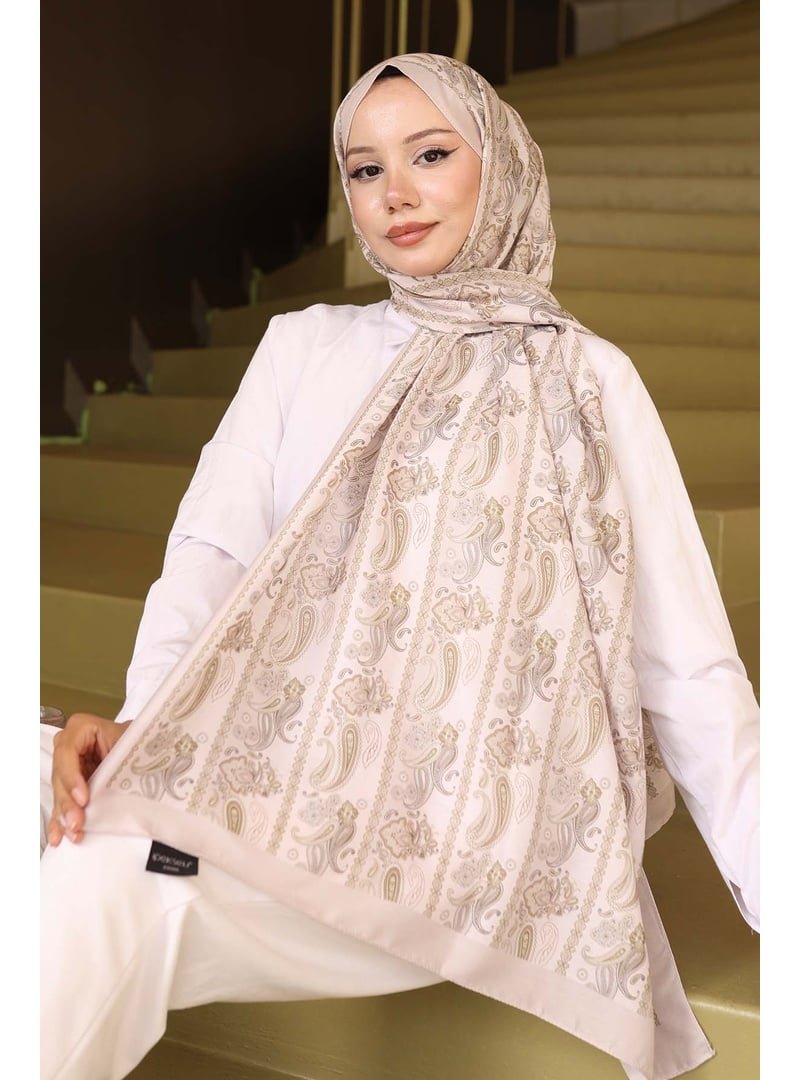 Benguen Taş Rengi Etnik Desenli Şal