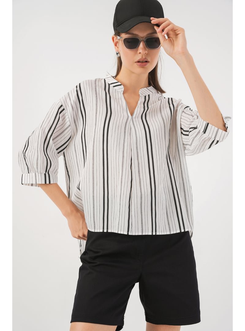 Bigdart Taş Çizgili Oversize Bluz