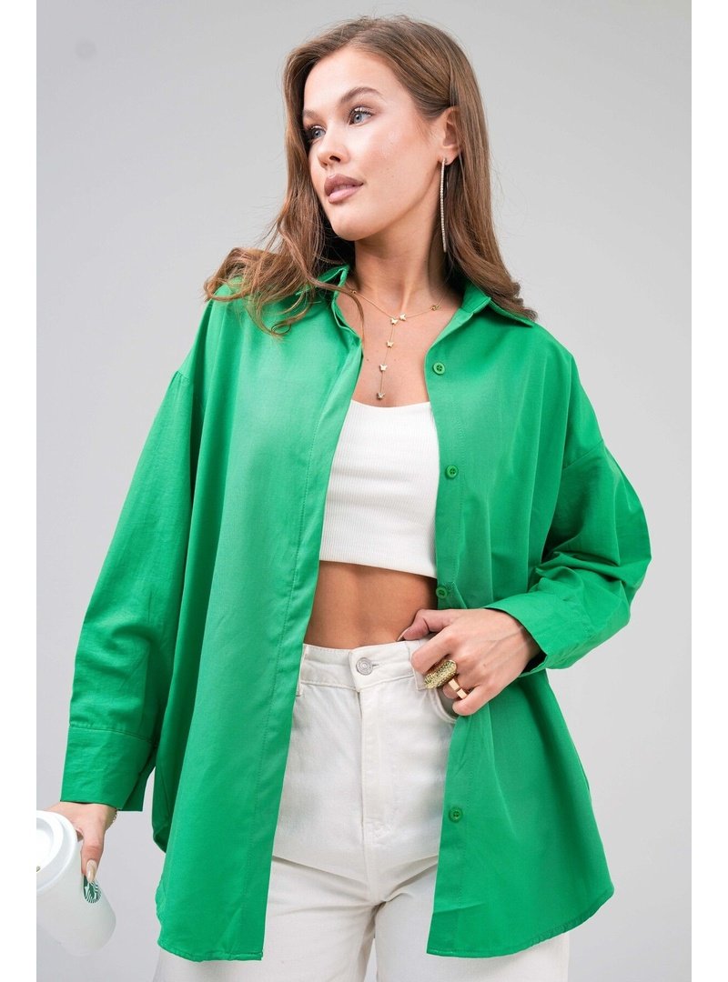 Volt Clothing Yeşil Basic Oversize Gömlek