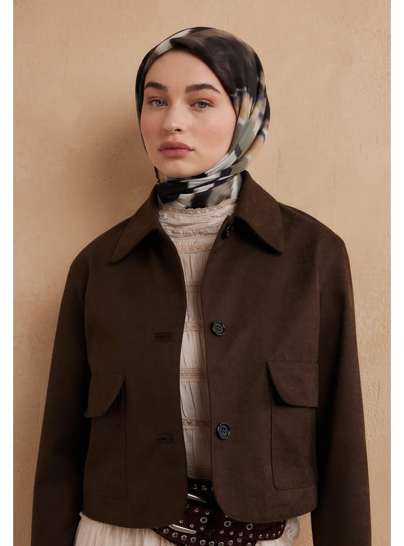 FRESHSCARFS Siyah Tıe Dye Desen Pamuk İpek Eşarp