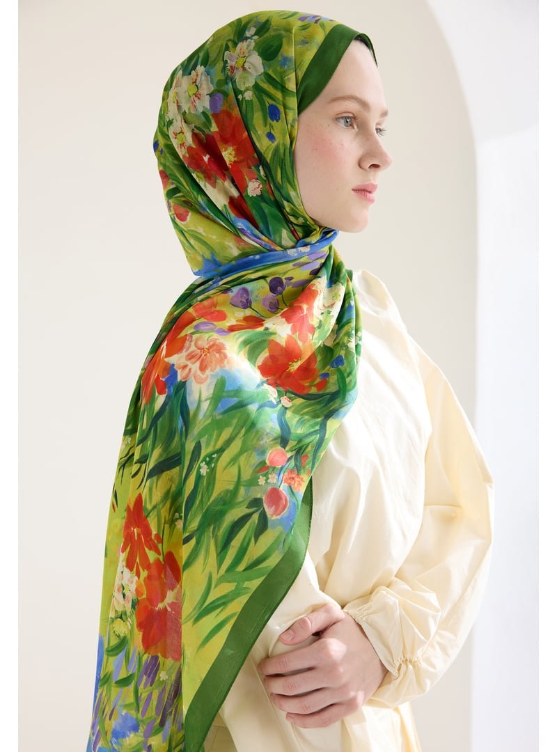 FRESHSCARFS Sweet Garden Floş Viskon Şal Orman