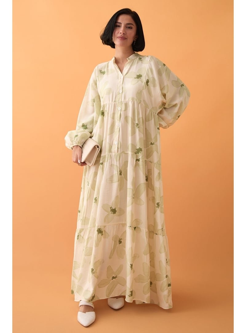 InStyle Kardelen Çiçeği Mint Yeşili Mango Elbise