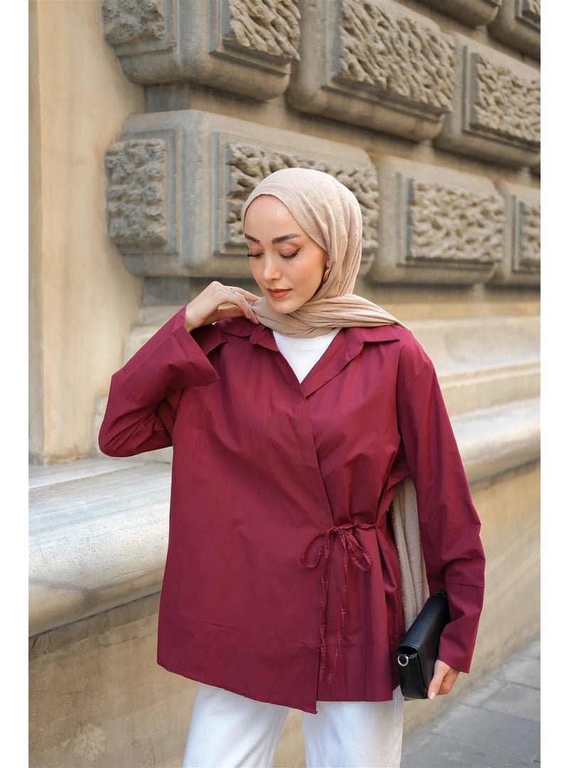 Locco Moda Bordo Yandan Bağlamalı Gömlek
