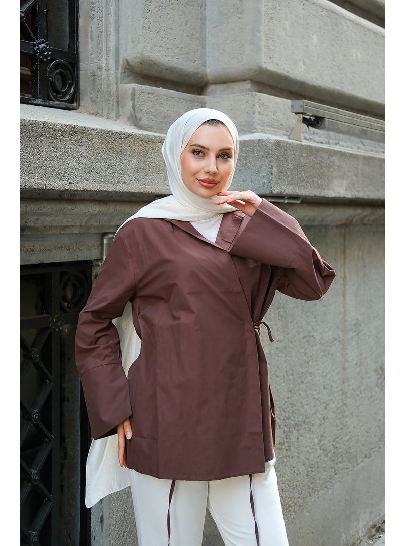 Locco Moda Kahverengi Yandan Bağlamalı Gömlek