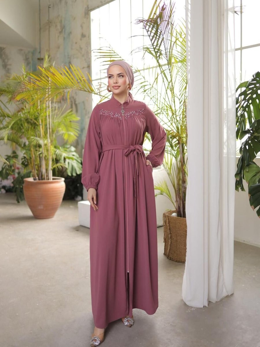 Nissra Koyu Pembe Robalı Boncuklu Ferace