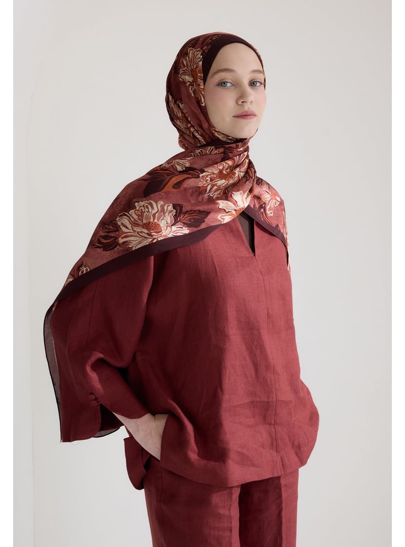 FRESHSCARFS Jasmıne Floş Viskon Şal Erik Çürüğü